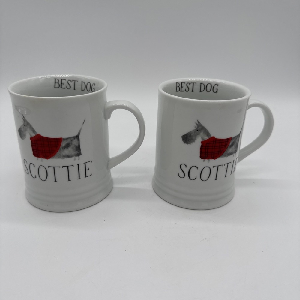 2 Scottie Mug Cup Best Dog Porcelain by Julianna‎ Swaney Fringe Studio